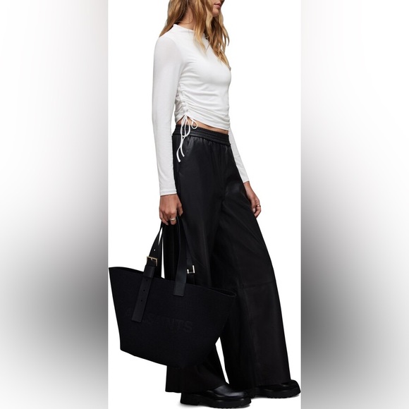 NWT All Saints Beta Ruched Funnel Neck Crop Top. - Picture 7 of 9